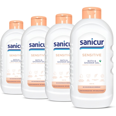 4x Sanicur Bad en Douchegel Sensitive 1000 ml