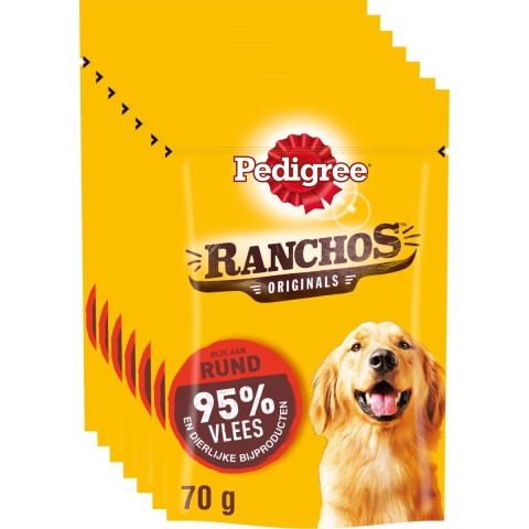 7x Pedigree Ranchos Original Hondensnacks Rund 70 gr