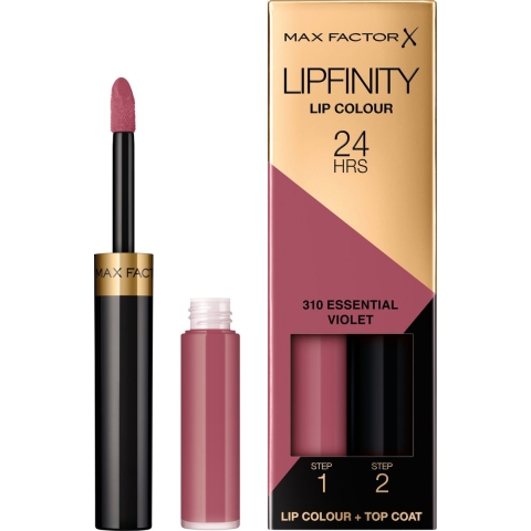 1+1 gratis: Max Factor Lipfinity Liquid Lipstick 310 Essential Violet 2 stuks