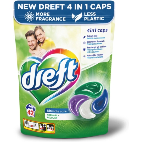 2+2 gratis: Dreft Wasmiddel Capsules Ultimate Care 42 stuks