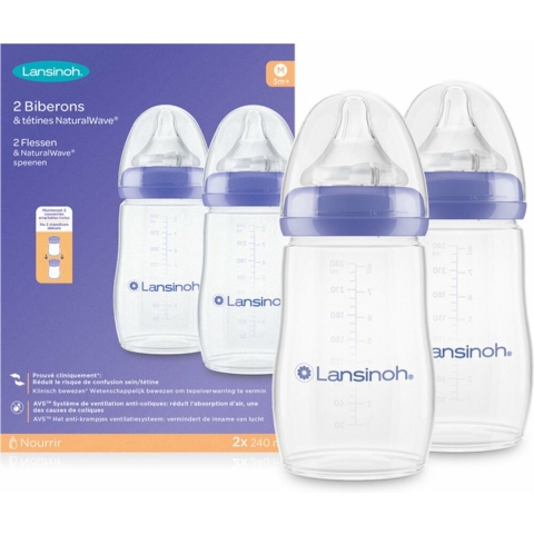 Lansinoh Drinkfles&NaturalWave Speen 240 ml 2 stuks