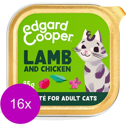 16x Edgard&Cooper Kattenvoer Pate Lam - Kip 85 gr