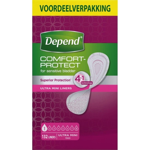 6x Depend Liner Ultra Mini 22 stuks
