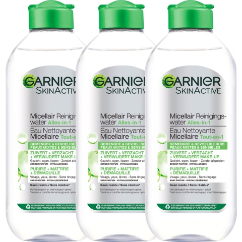 3x Garnier SkinActive Micellair Reinigingswater voor Gemengde Huid 400 ml