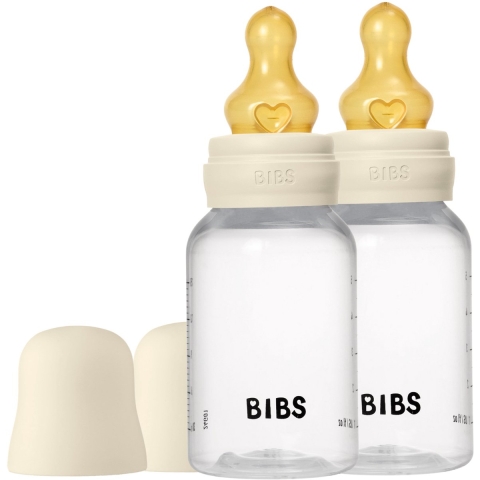 Set | Fles BIBS Latex Round Slow Flow Ivory 150ml 2st