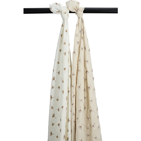 Swaddle Doek Meyco Gingko Offwhite/Soft Sand 2-pack