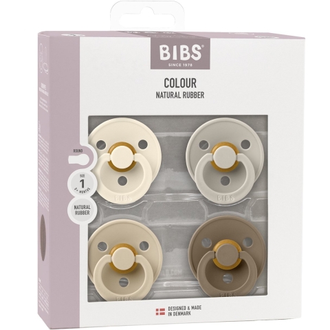 Fopspeen BIBS Colour Ivory/Sand/Vanilla/Dark-Oak 0-6 mnd 4 st