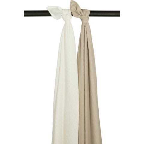 Swaddle Doek Meyco Pre-Washed Offwhite en Sand 2-pack