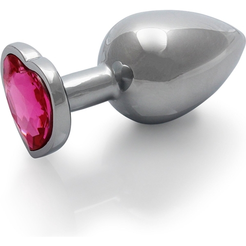 Aluminium Buttplug in Elegant Zilver met een Roze Siersteen