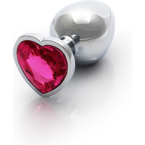 Aluminium Buttplug in Elegant Zilver met een Roze Siersteen