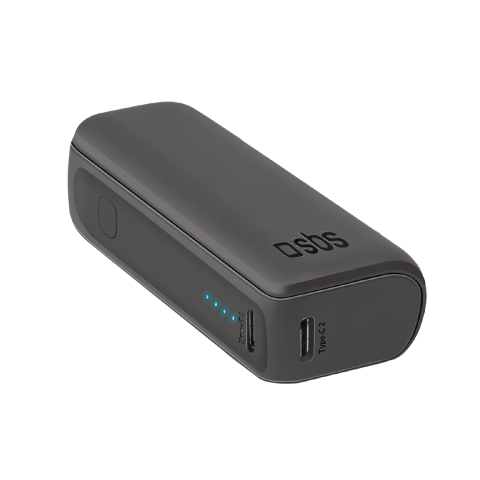 Sbs Mobile 1xusb-a & 2xusb-c 5000mah 10w Compact Powerbank Zwart