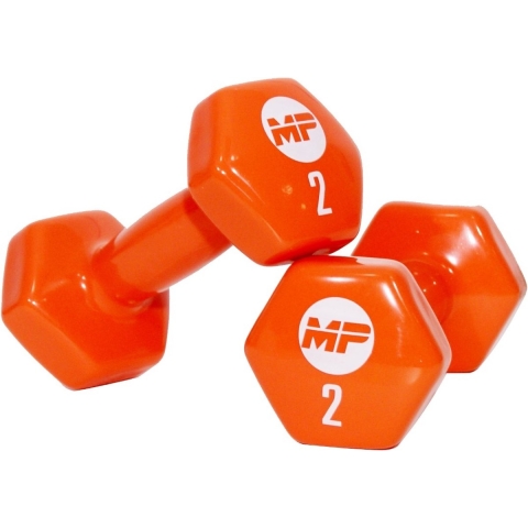 Muscle Power Vinyl Dumbbells - 2 x 2 kg - Oranje