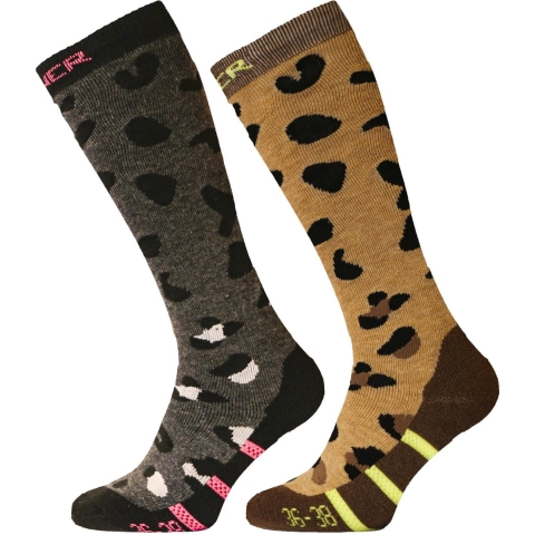 Sinner Skisokken dames 2-pack dieren bruin/zwart