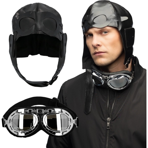 Verkleed set Retro Piloot - heren - Carnavalskleding - 2 delig -