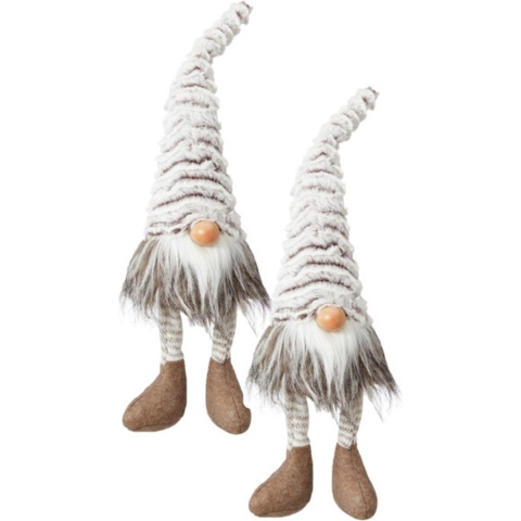2x stuks pluche gnome/dwerg decoratie poppen/knuffels grijs 37 cm -