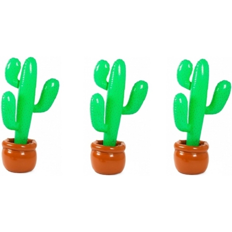 Opblaasbare cactus - 3x - in pot - 85 cm - opblaas cactus - decoratie -