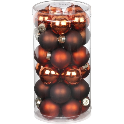 60x stuks kleine glazen kerstballen kastanje bruin 4 cm -