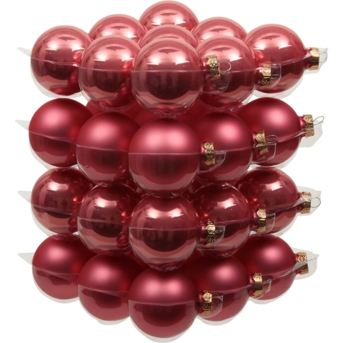 72x stuks glazen kerstballen bubblegum roze 4 cm mat/glans -