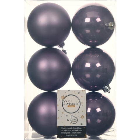 18x stuks kunststof kerstballen heide lila paars 8 cm glans/mat -