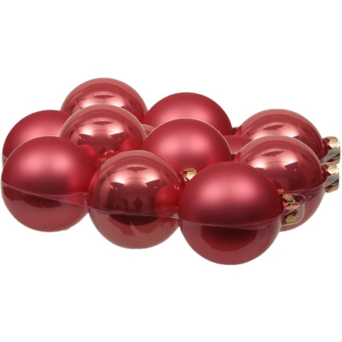 12x stuks glazen kerstballen bubblegum roze 8 cm mat/glans -