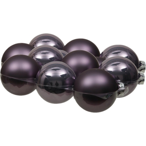 12x stuks glazen kerstballen lila paars 8 cm mat/glans -