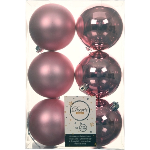 24x stuks kunststof kerstballen lippenstift roze 8 cm glans/mat -