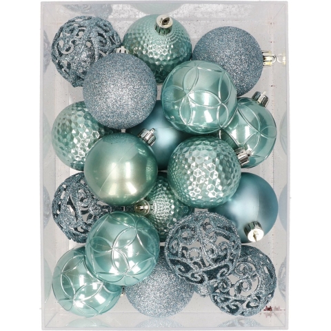 37x stuks kunststof kerstballen spa blauw 6 cm -