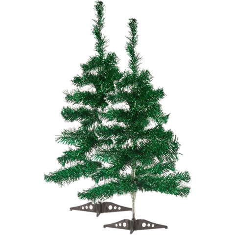 2x stuks kleine glitter groene kerstbomen van 60 cm -