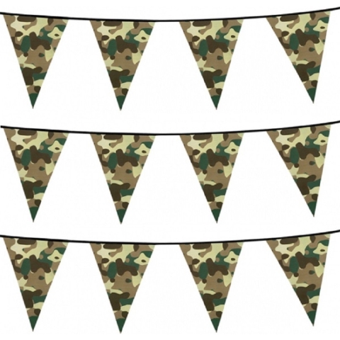 Set van 8x stuks camouflage vlaggenlijnen 6 meter army thema -