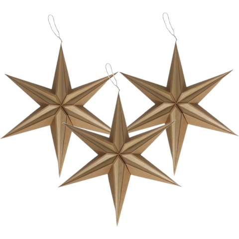 3x stuks papieren decoratie kerstster lampionnen bruin 20 cm -