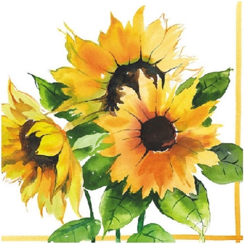 Servetten zonnebloemen thema - 80x - 33 x 33 cm - 3-laags papier - feestservetten bloemen -