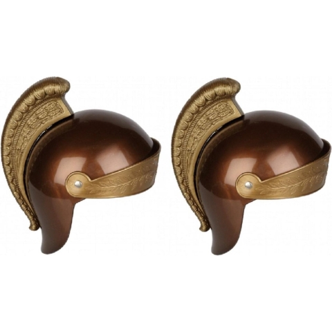 Romeinse ridder helm - 2x stuks - bruin - kinderen - one size - carnaval verkleedaccessoire -