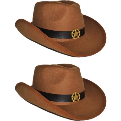 4x stuks bruine verkleed cowboyhoed vilt -