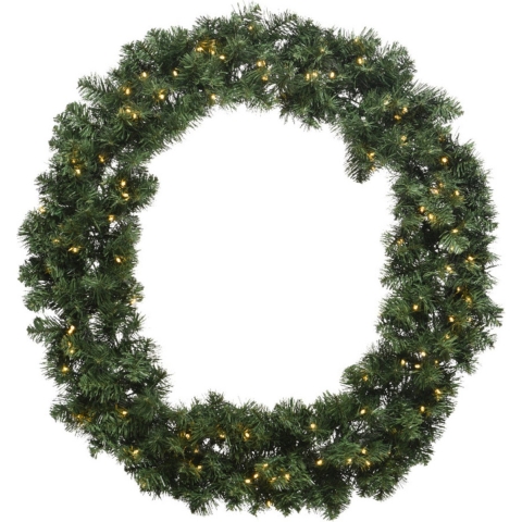 Decoris Kerstkrans - groen - warm wit - met timer - 50 cm -