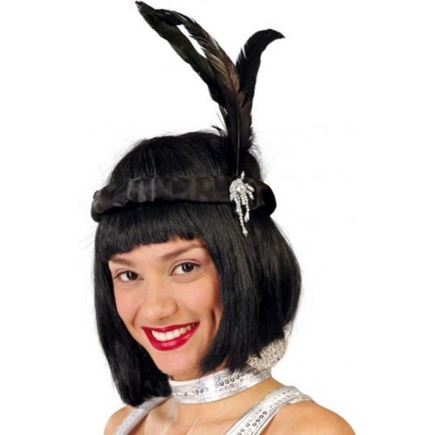 6x stuks zwarte Charleston twenties hoofdband voor dames -
