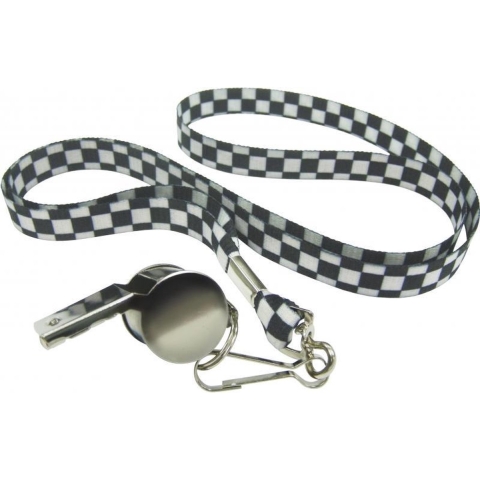 4x stuks fluitje Racing/Politie/Scheidsrechter thema aan zwart/witte ketting -
