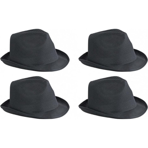 Trilby feesthoedje voor volwassenen - 4x stuks - zwart - Carnaval party verkleed hoeden -