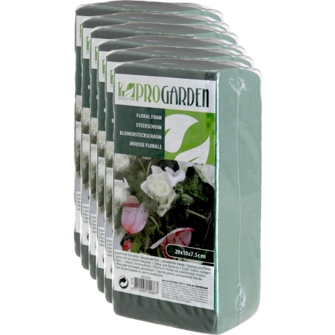 6x stuks steekschuim/oase nat rechthoekig groen 20 x 10 x 7 cm -