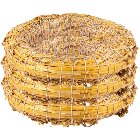 Decoratie krans van stro - Set van 3x stuks - 25 x 6 cm - DIY kransen maken - kerst deurkrans -