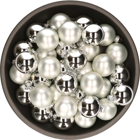 Kerstballen set van glas 36x stuks zilver 6 cm mat en glans -