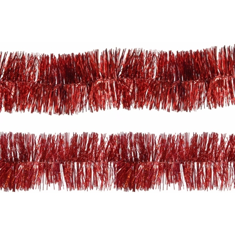 Decoris folie kerstslingers 4x stuks - rood - kunststof - 270 cm -