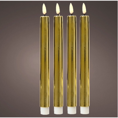 Led dinerkaarsen - 4x st - goud - 24,5 cm - warm wit -