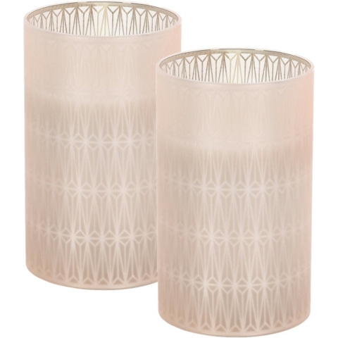 Luxe LED kaarsen - 2x - in glas - warm wit - D7,5 x H12,5 cm -