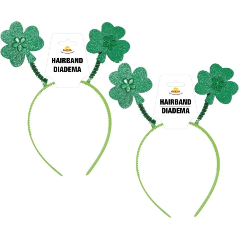 St. Patricks day verkleed diadeem/haarband - 6x - klavers groen - voor volwassenen -