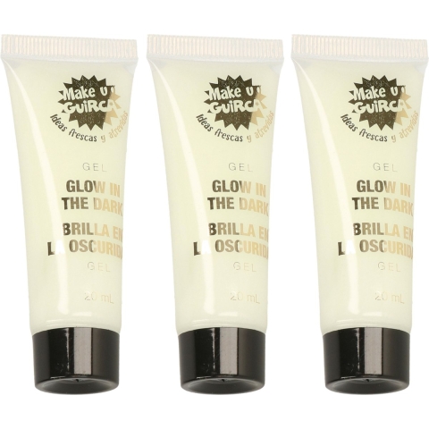 Glow in the Dark schmink/make-up tube 20 ml - 5x - Fluorescerende gel voor gezicht en lichaam -