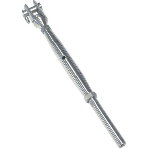 Marinetech Wantspanner M8 met Walsterminal en Gaffel, gedraaid, touw 4mm