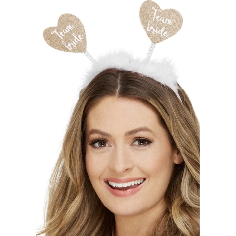 Diadeem/tiara Team Bride - 4x - wit/goud - polyester - 25 x 25 cm - vrijgezellenfeest -
