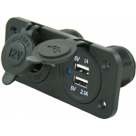 Haba USB-lader + 12 Volt inbouw