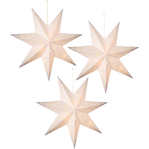 Verlichte kerststerren - 3x - wit - 40 cm - op batterijen - 10 led lampjes - warm wit -