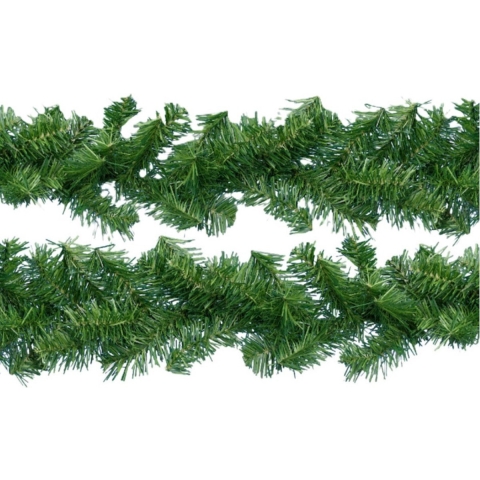Dennenslingers/dennen guirlandes - 2x - groen - 270 x 9,5 cm - PVC - 180 tips -